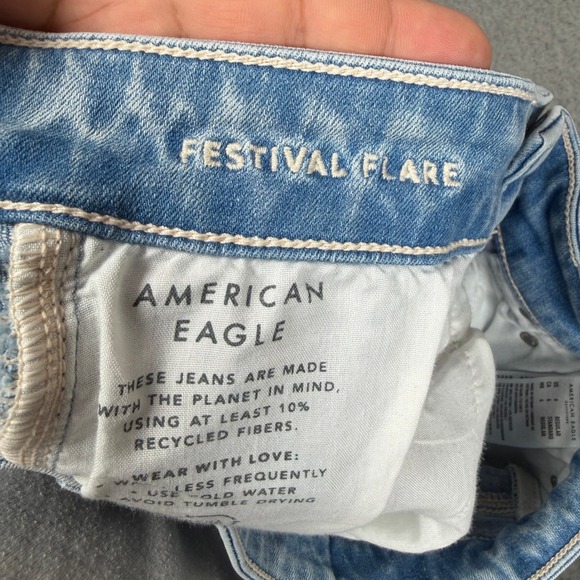 American Eagle Festival Flare Jeans Light Wash Next Level Stretch Size 6 Regular - Picture 7 of 12